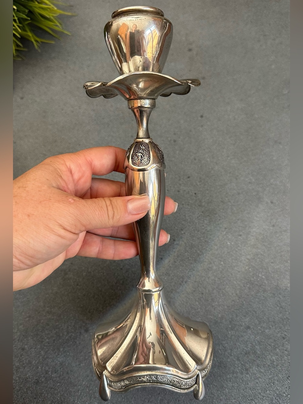 FLORAL SILVER-PLATED CANDLESTICKS